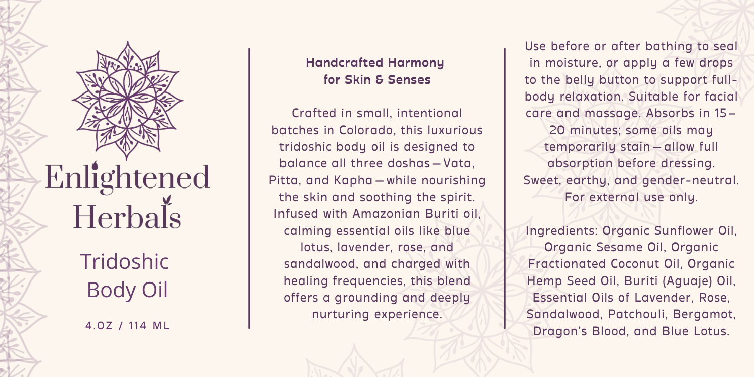 Ayurvedic body oil tridoshic 4 oz body oil