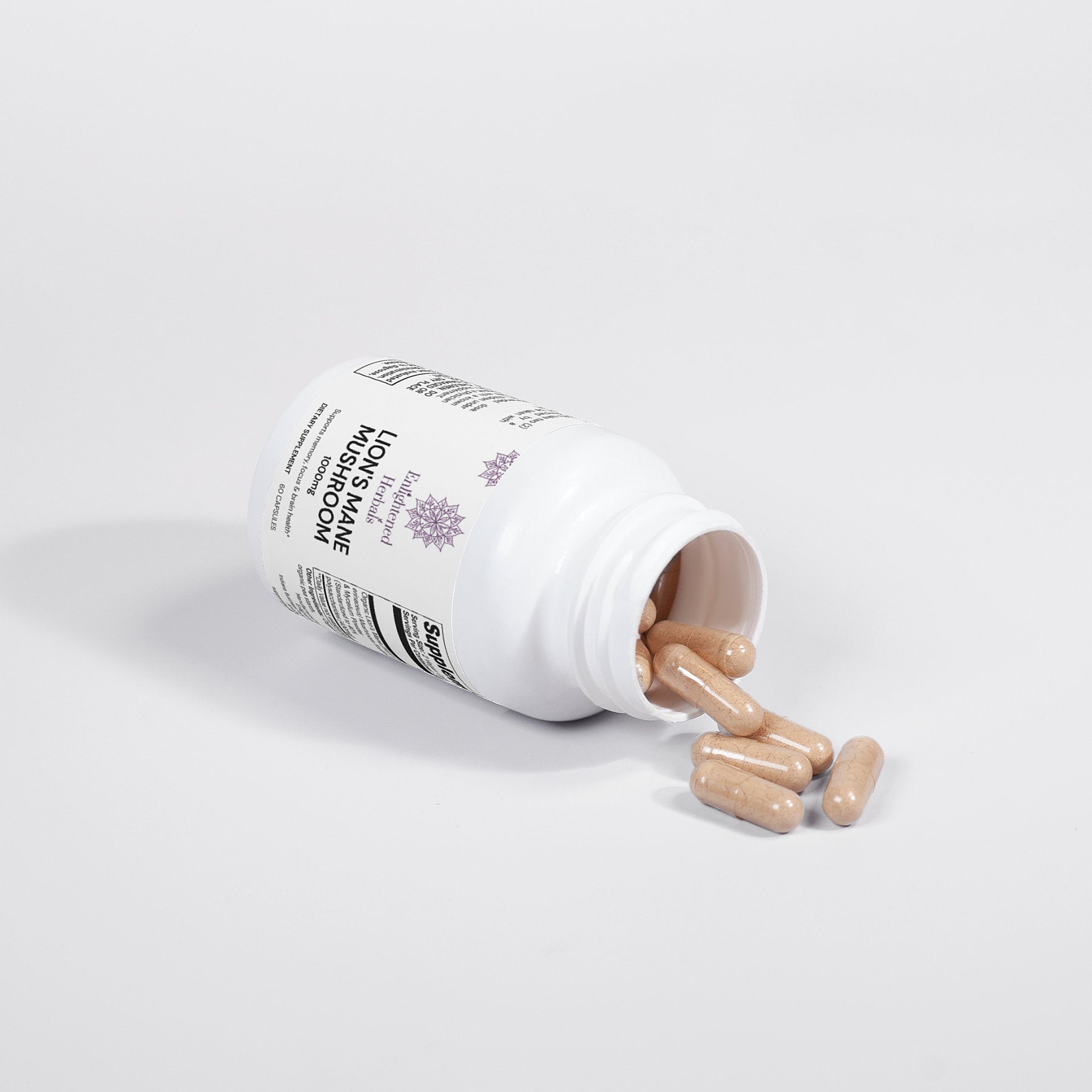 Lion’s Mane mushroom capsules with 40% polysaccharides from organic fruiting body and mycelium powder