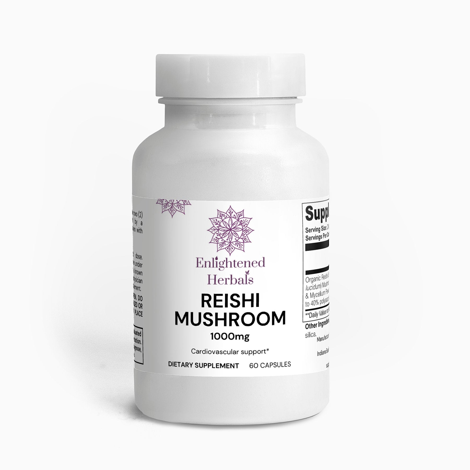 Reishi mushroom capsules with mycelium and fruiting bodies