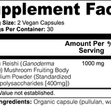 Reishi mushroom capsules with mycelium and fruiting bodies