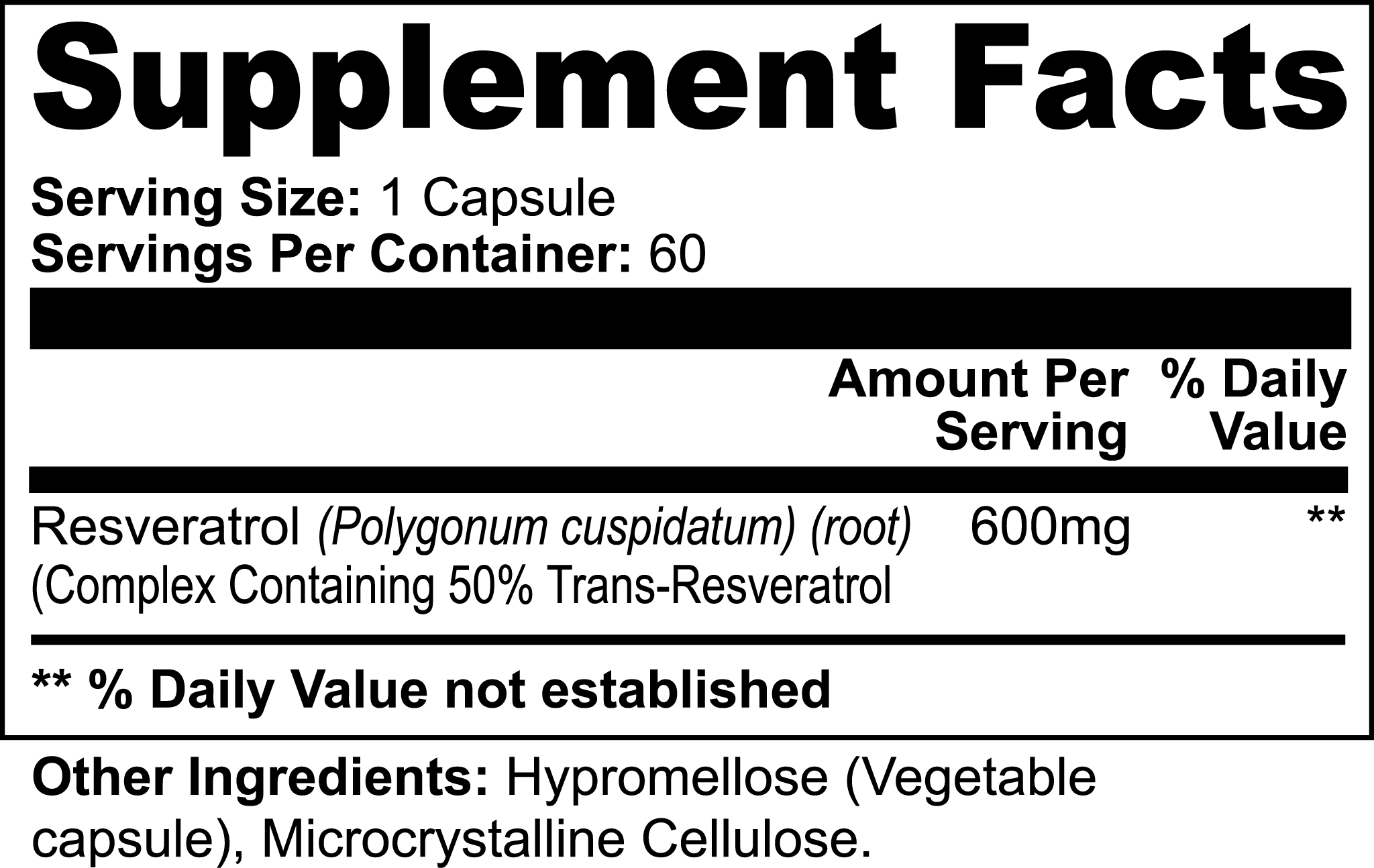 Resveratrol 50% 600 mg antioxidant supplement